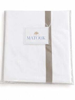 Matouk Lowell Full Queen Flat Sheet Khaki 600TC Egyptian Cotton New